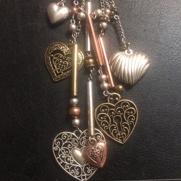 Mixed metal 💜 HEART necklace 24 inch chain 32 inch total - Picture 3 of 9